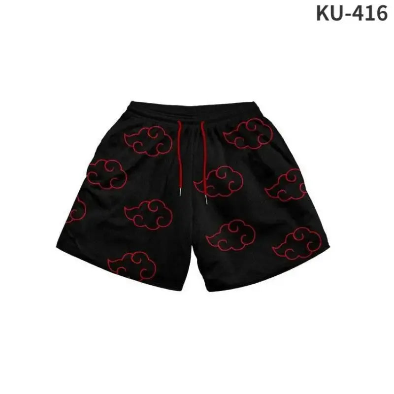 Cartoon anime Naruto one piece peripheral casual sports pants for men and women, home fitness breathable training running shorts