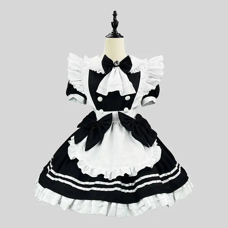 S-5XL Cute Lolita Girl Maid Outfit Black Vintage Suit Anime Cosplay Costume Women Servant Apron Dress Carnival Party Clothing