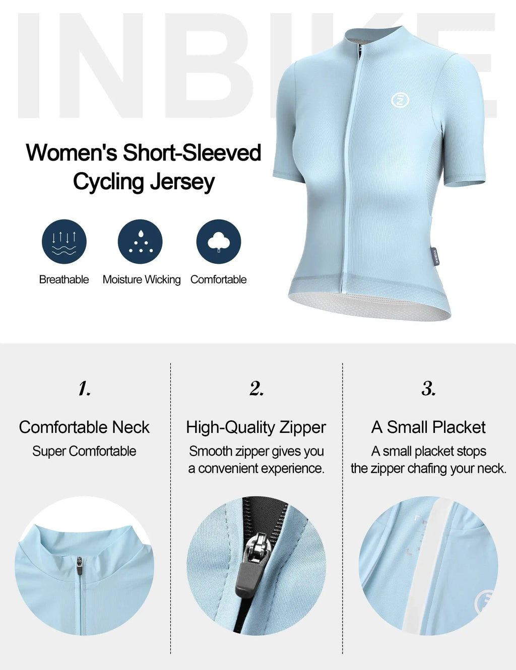 INBIKE Pro Women’s Short Sleeve Jersey Breathable Summer MTB Cycling Clothing with Rear Pocket Bicycle Jersey Quick Dry Clothes