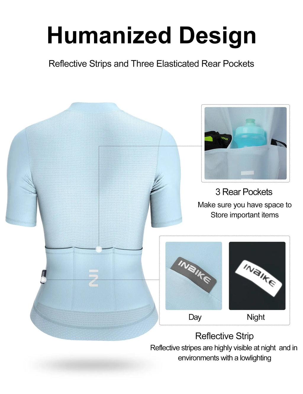 INBIKE Pro Women’s Short Sleeve Jersey Breathable Summer MTB Cycling Clothing with Rear Pocket Bicycle Jersey Quick Dry Clothes