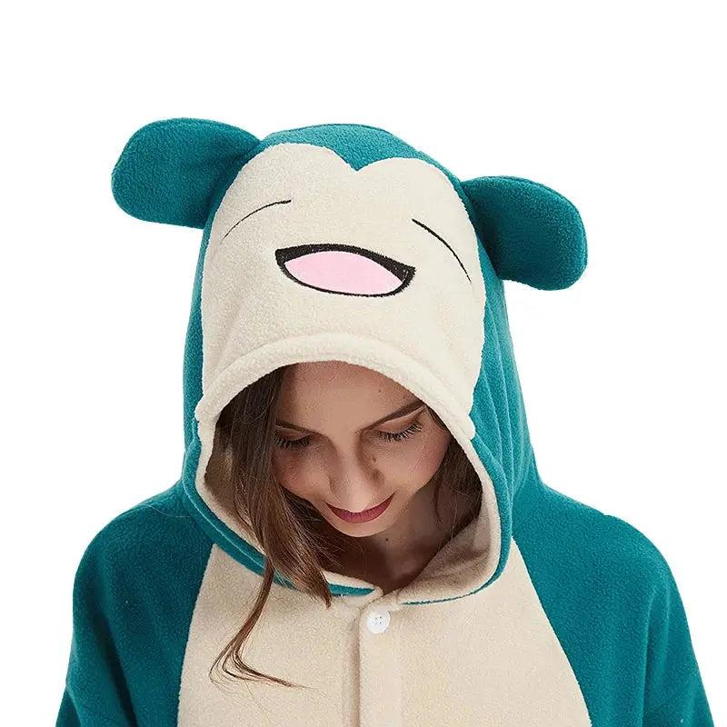 Onesie Snorlax Cosplay Costume Christmas Pajamas Fleece Women One-Piece Kigurumi Full Body Pijama Anime Whole Clothes