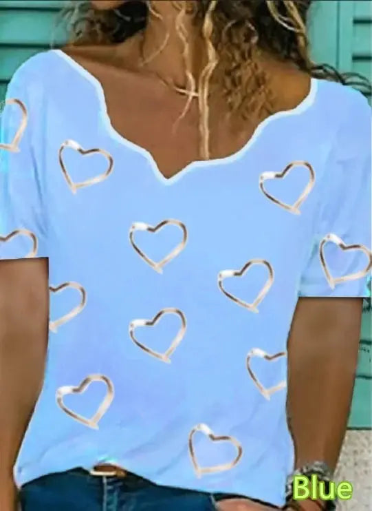 Women‘s New Fashion Casual Harajuku Love Printed Tops Tee Female Short Sleeve T-Shirt for Women Clothing Casual Loose Pullover