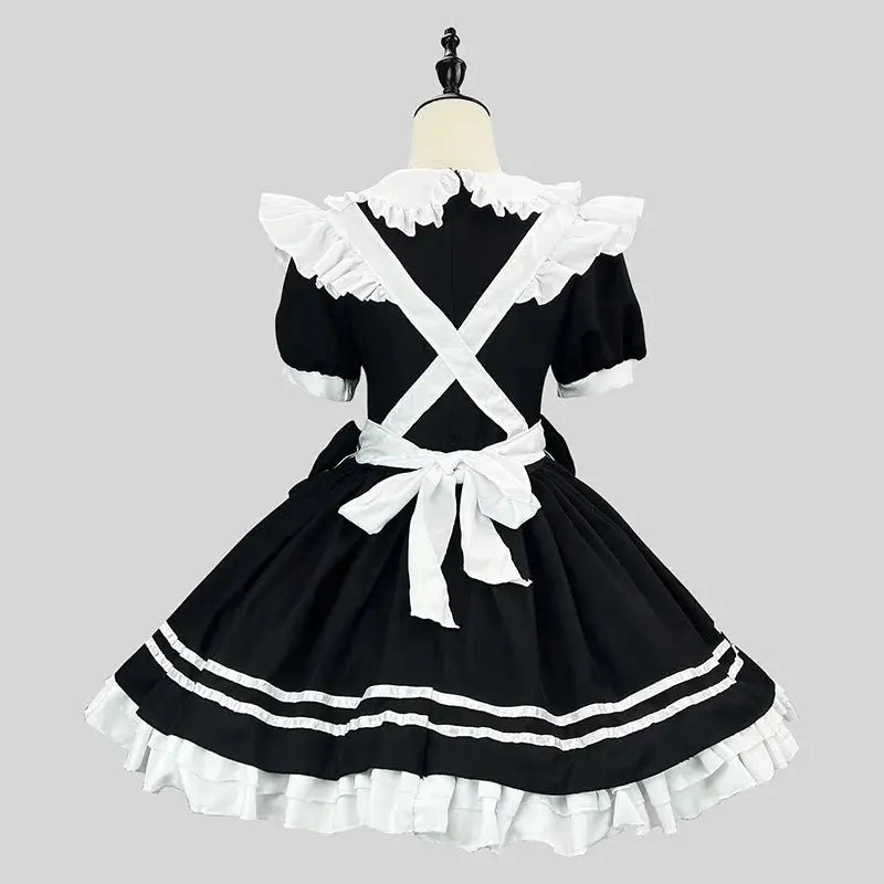 S-5XL Cute Lolita Girl Maid Outfit Black Vintage Suit Anime Cosplay Costume Women Servant Apron Dress Carnival Party Clothing